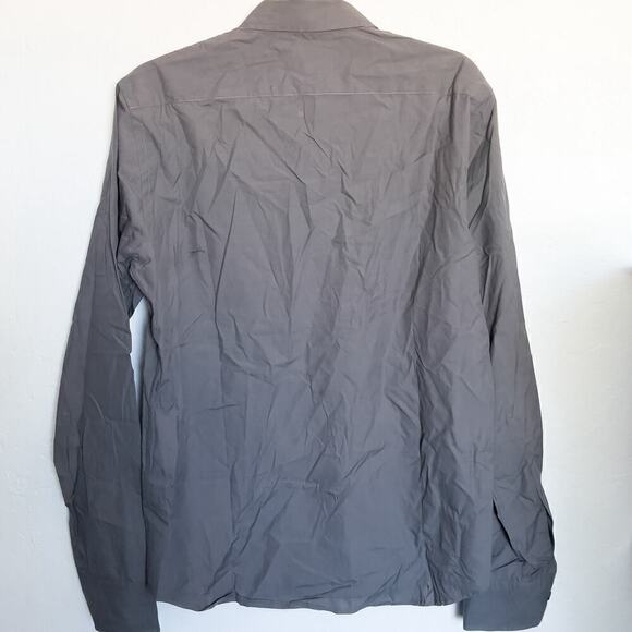 Untuckit Button Down Long Sleeve Dress Shirt Slim Fit Medium Dark Gray - Picture 4 of 4